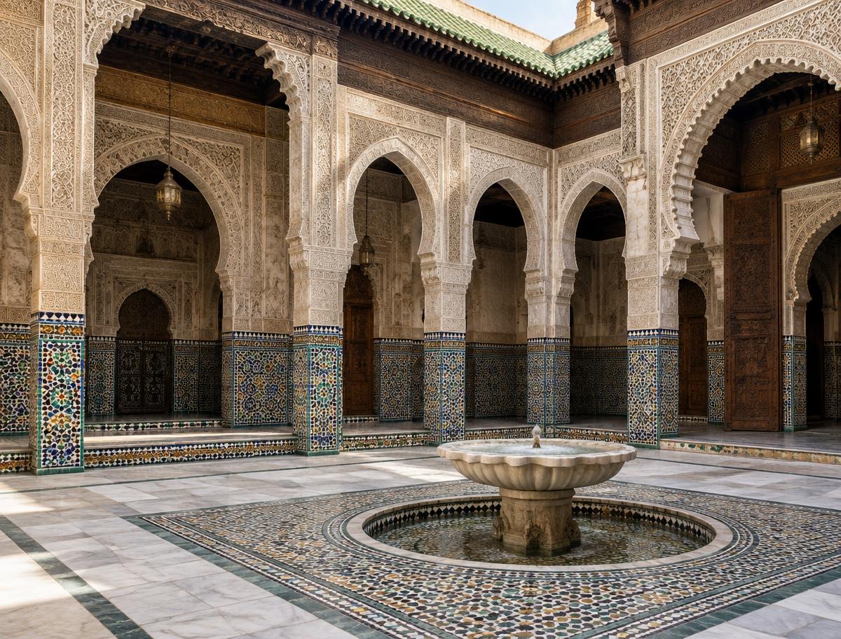 Courtyard of the al-Qarawiyyin in Fez, the learning centre Fatima al-Fihri founded