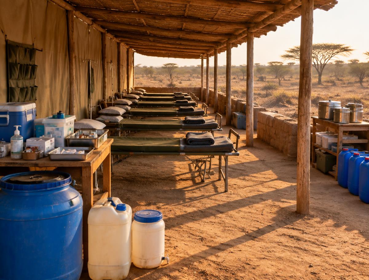 A simple field hospital in the Somali countryside, like the refuge Hawa Abdi built