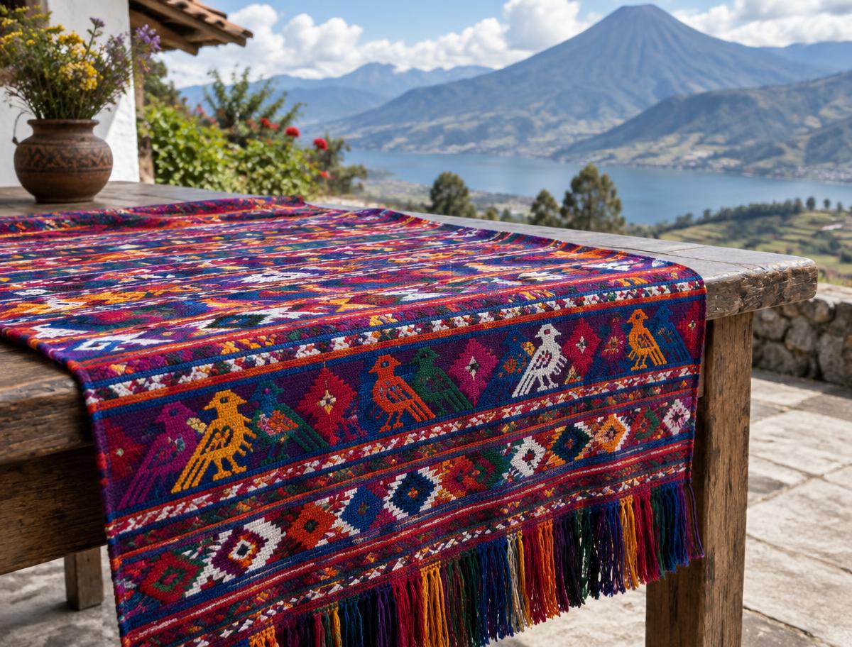 A hand-woven Maya textile in the Guatemalan highlands, Rigoberta Menchú's homeland